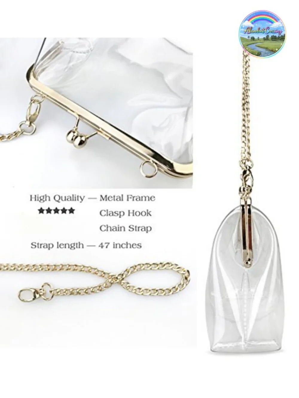 Transparent PVC Kiss Lock Chain Cross Body Bag Clutch